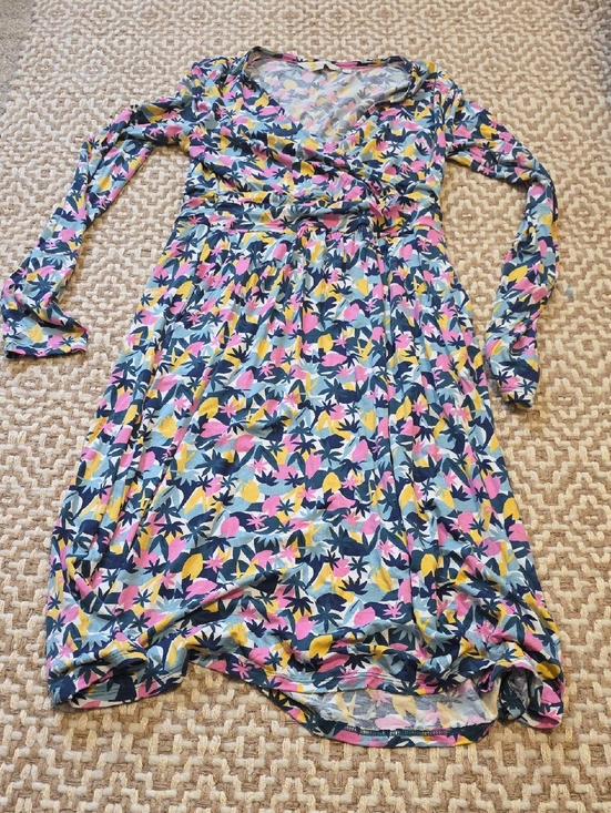 Boden Dresses & Skirts - Boden Floral Wrap-Style Long Sleeve Dress in Blue, Pink & Yellow
